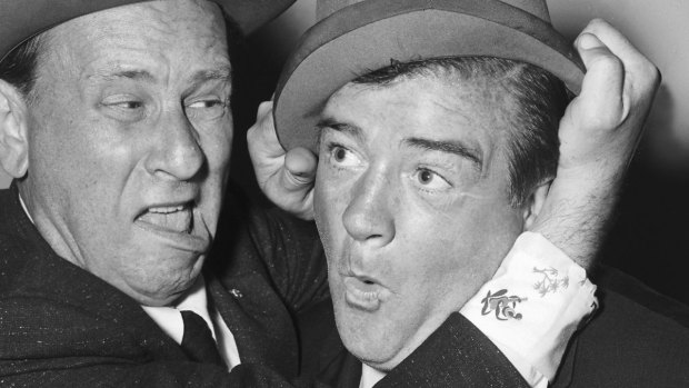 US actors and comedians Bud Abbott and Lou Costello.
