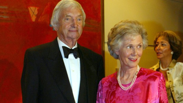 Fondly remembered: Richie Benaud with his wife Daphne Benaud at last year's Allan Border Medal.