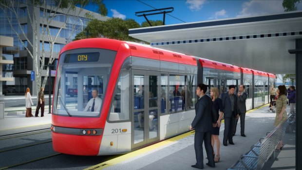 An artist's impressions of the proposed Capital Metro light rail.