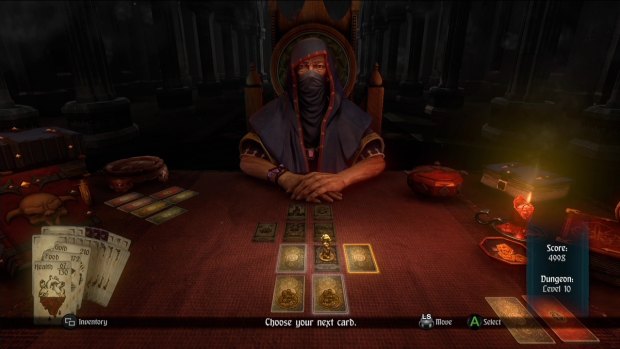 Playing cards in <i>Hand of Fate</i> gradually builds a map of the world to explore.