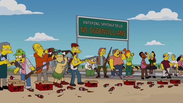 No Ogdenvillians allowed: Insert Mexicans and these Simpsons characters could be Donald Trump supporters.