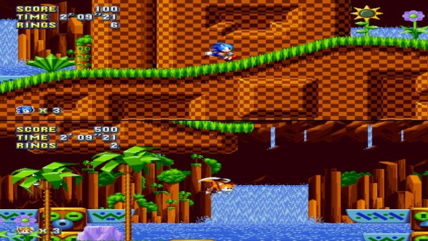 Sonic 2's weird splitscreen multiplayer mode is back.