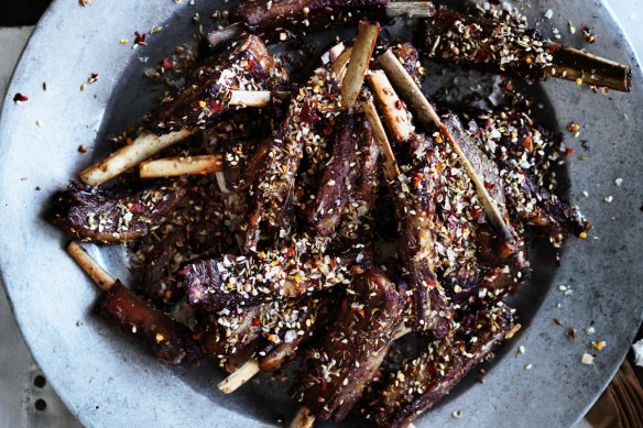 Neil Perry's Xingjang dry-fried lamb ribs.