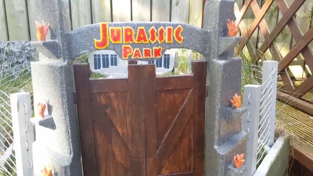 A mini Jurassic Park for a pet tortoise.