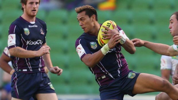 Solomona playing for the Storm in the Holden Cup in 2013.