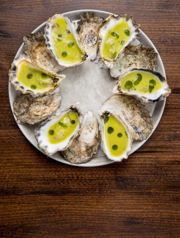 Oysters with gin and tonic gazpacho at Bar Savarin