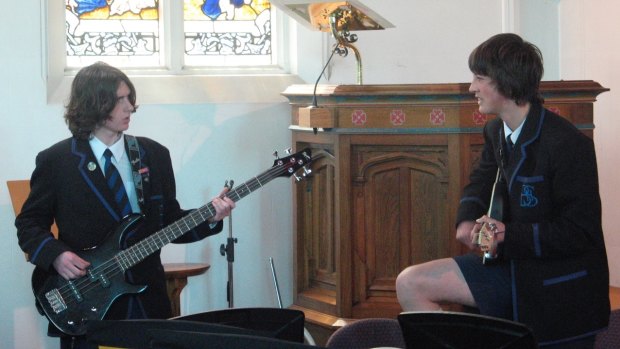 Ben Woolley, left, and Williams practising when they were in high school.