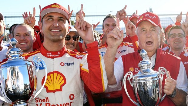 Fabian Coulthard with Roger Penske  at Barbagallo Raceway