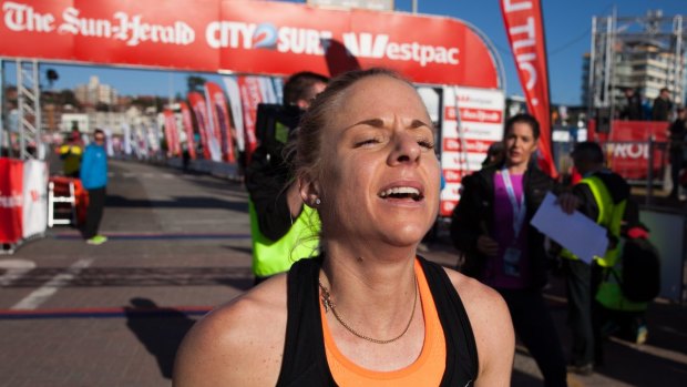 Cassie Fien finishes the City2Surf as the first placed women's runner.
