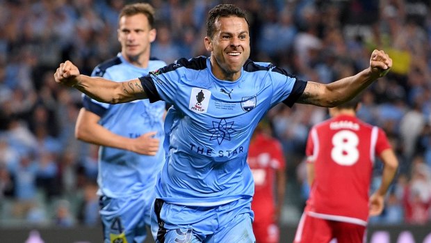 Golden touch: Bobo celebrates another goal for Sydney FC.