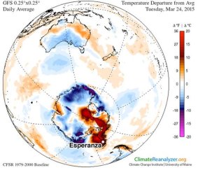 Unusual warmth over parts of Antarctica.