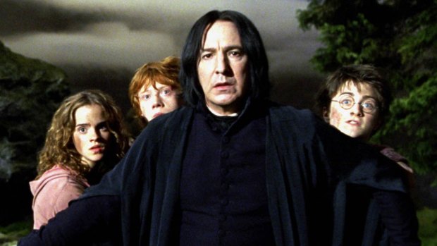 Rickman and Watson in in <i>Harry Potter and the Prisoner of Azkaban</i> (2004).