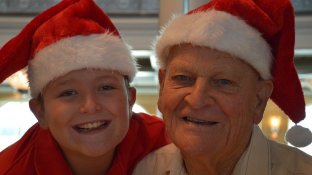 Matthew Dresselhaus and his grandfather, Robert Renton, on a Christmas Day cruise.