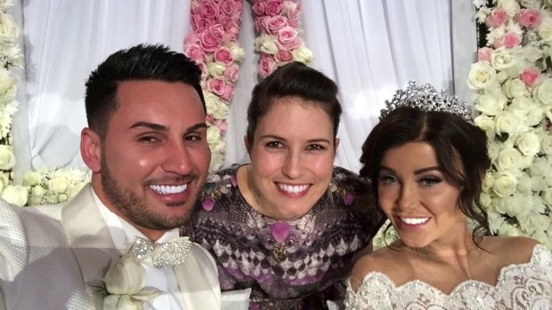 Salim and Aysha Mehajer with Missy Higgins, centre, who sang at the wedding.