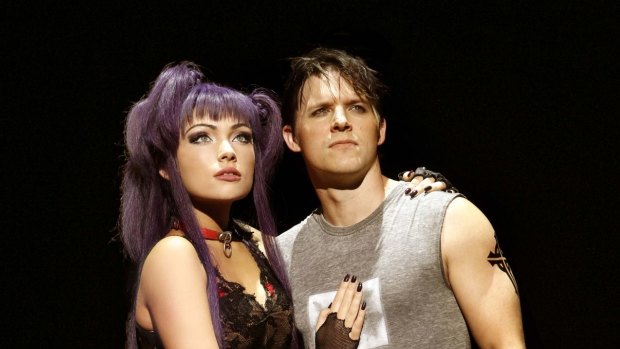 Erin Clare, pictured with Gareth Keegan, stars as Scaramouche in We Will Rock You.