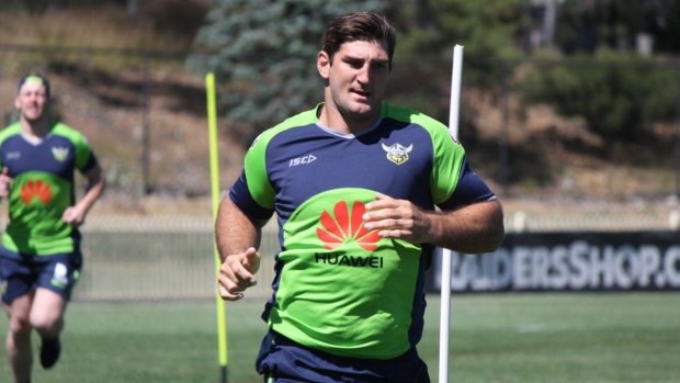Canberra Raiders recruit Dave Taylor at training.
