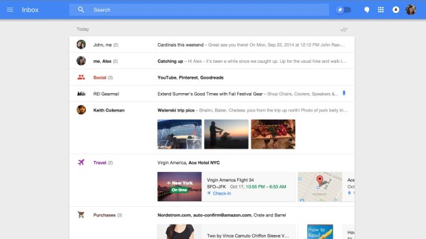 Gmail's new Inbox app displays attachment thumbnails, pre-sorts emails and includes features such as bulk actions, reminders and pins.