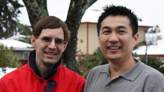 Wikipedia editor and grammar pedant Bryan Henderson, left, and his partner, Chun Xue.