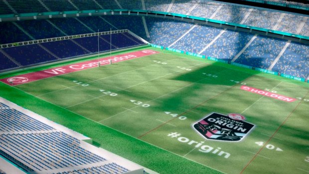 Four sides: An artist's impression of a rectangular ANZ Stadium for State of Origin.