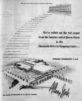 The ground-breaking shopping centre was described as "an island of retailing in a lake of parking" on this promotional poster.