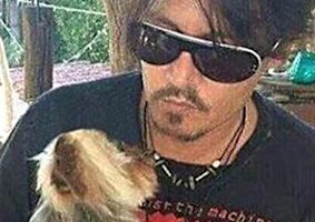 Johnny Depp with one of his dogs.