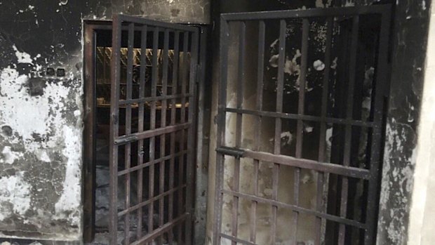 The burned Islamic State prison in Fallujah.