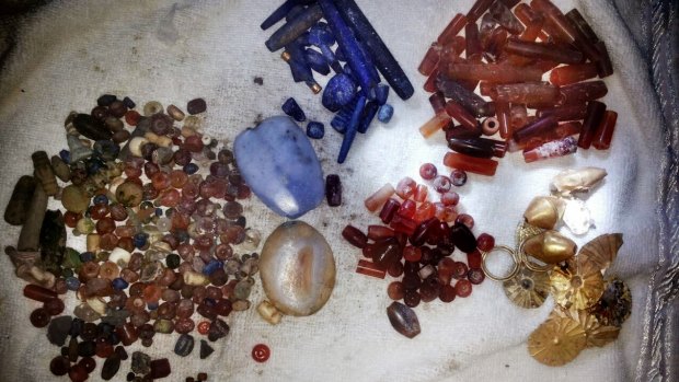 Gems looted from archaeological sites in Deir el-Zour and displayed for sale by IS in Syria.
