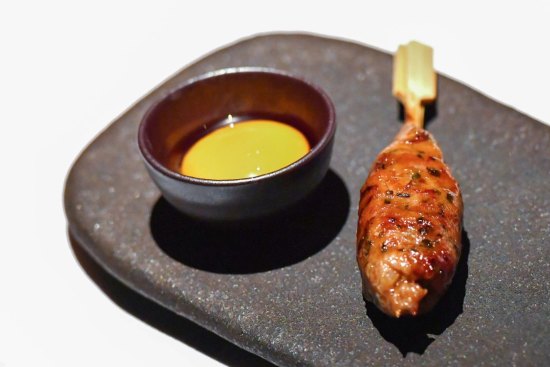 Tsukune chicken skewer from the robata grill. 