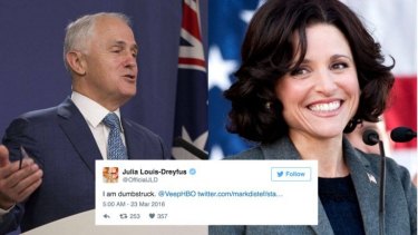 Malcolm Turnbull is under fire for using a slogan eerily similar to satirical US show 'Veep'.