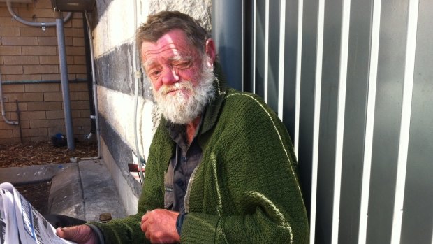 Homeless man Andrew Freeman in Cordelia St, South Brisbane.