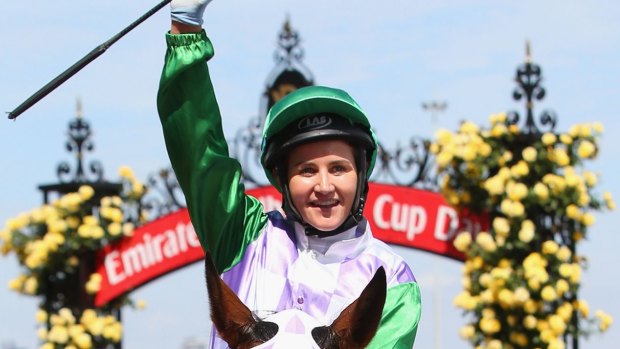 Recovering: Michelle Payne aboard Prince of Penzance on Melbourne Cup day
