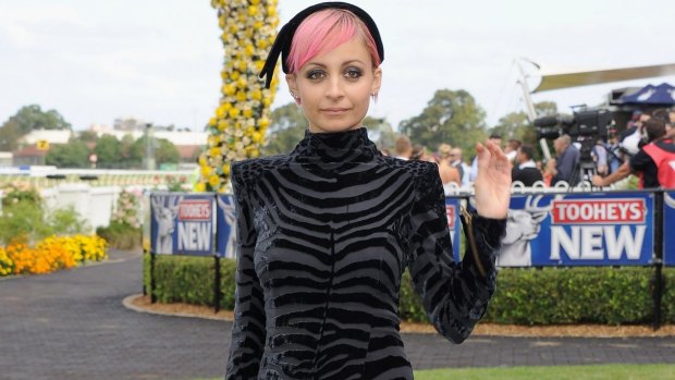 Not so chatty: Nicole Richie during Golden Slipper Day at Rosehill Gardens Racecourse at the weekend.