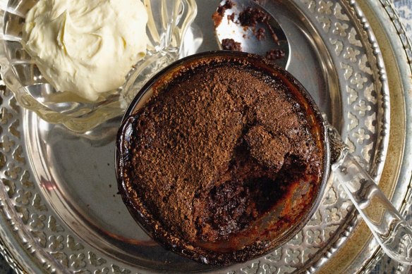 Coffee-spiked chocolate puddings.