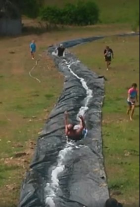 A video of a "Slip and Bleed" slide at Brisbane has gone viral on Facebook.