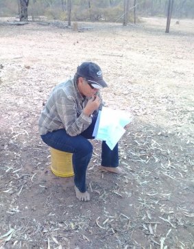 Drought-stricken farmer Sally Witherspoon in her "office".