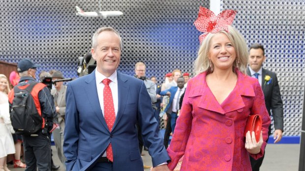 Bill Shorten and his wife Chloe at the Birdcage. 