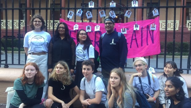 The young group posed with Greens MP Mehreen Faruqi, who urged them to continue to fight.