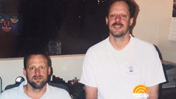 An undated photo of Las Vegas gunman Stephen Paddock, right, with his brother Eric, left.