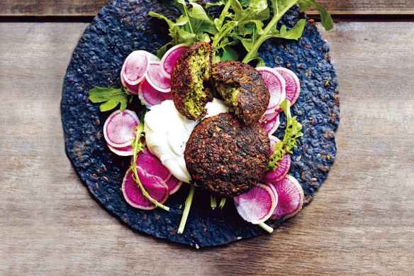 Oven-baked super-green falafel. 