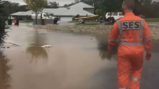Water floods a property in Penrith, which has had its wettest March day in 20 years. 