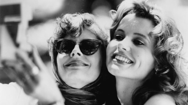 Susan Sarandon and Geena Davis play two best friends whose weekend getaway unexpectedly takes them on an adventurous, often humorous race against time in Thelma & Louise.