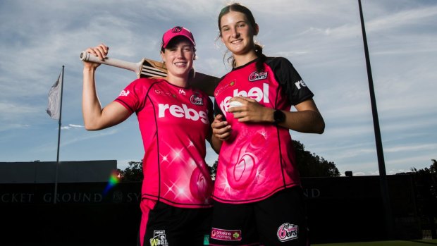 Generational change: Ellyse Perry with Stella Campbell, who is a favourite to travel with the Australian under-19s to South Africa next month. 