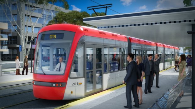 An artist's impression of the proposed Capital Metro light rail.
