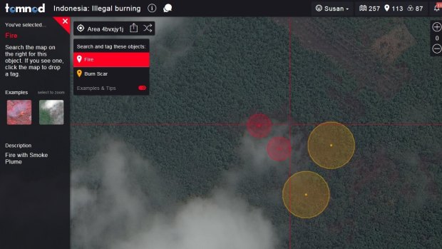 Nodders are asked to search satellite imagery and tag active fires and burn scars.