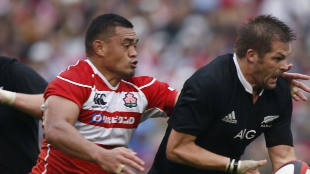 Hendrik Tui in action for Japan against the All Blacks.