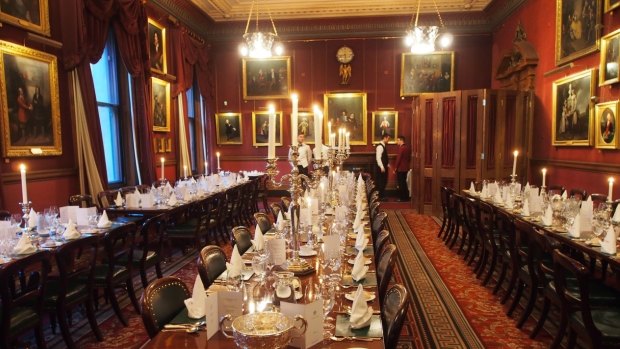 The Garrick Club dining room.