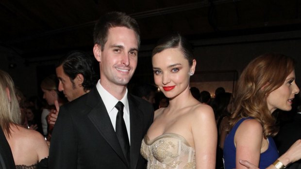 Snapchat's 27-year-old founder Evan Spiegel, with wife Miranda Kerr, is adjusting to life in the spotlight.