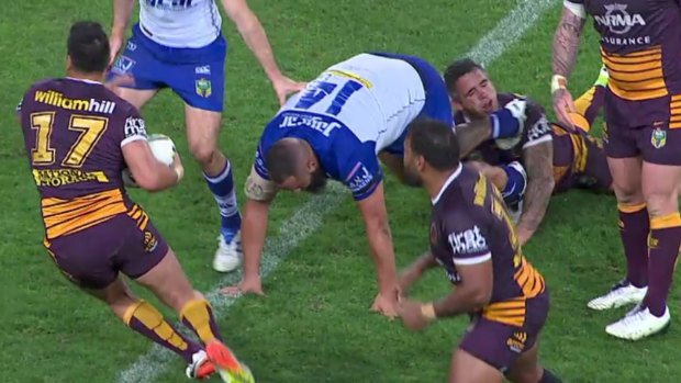 Moment of madness: Sam Kasiano lashes out.
