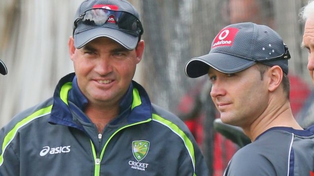 A different time:  Mickey Arthur as Australia coach with former captain Michael Clarke.