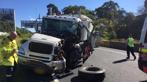 The truck driver was taken to hospital after the crash on the M7.